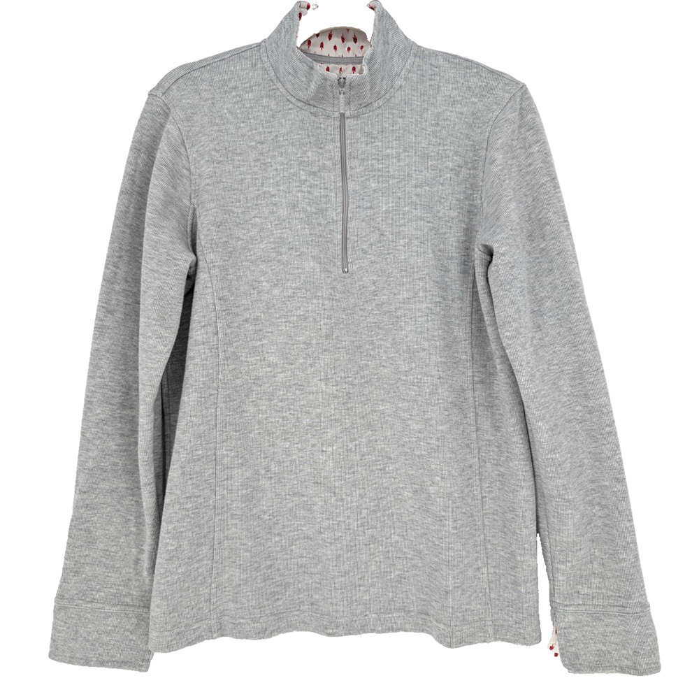 Orvis Womens Gray 1/4 Zip Sandy Point Pullover Preppy Classic Knit‎ Shirt Large